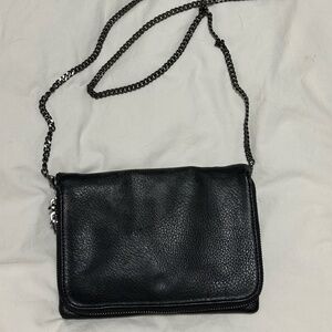 Black BCBG Leather Clutch/Crossbody Bag